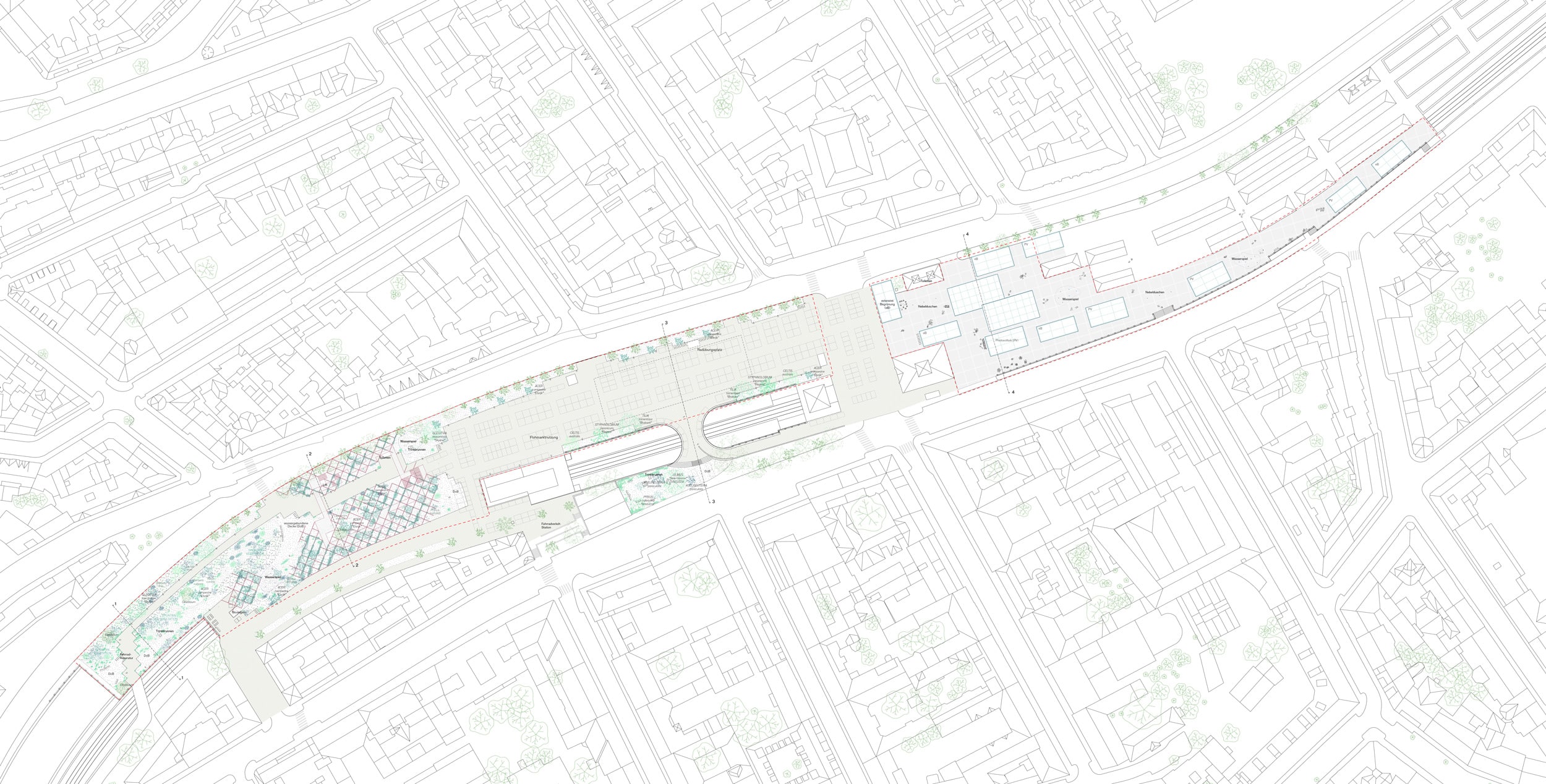 Site plan of the entire area between the Wienzeilen, from the Stadtwildnis to the market halls asphalt kollektiv